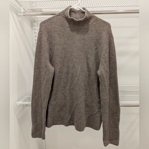 Theory Brown Tweed Alpaca Quarter Kneck Sweater